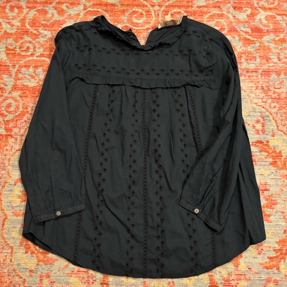 Loft Peacock Blue Medium Eyelet Shirt